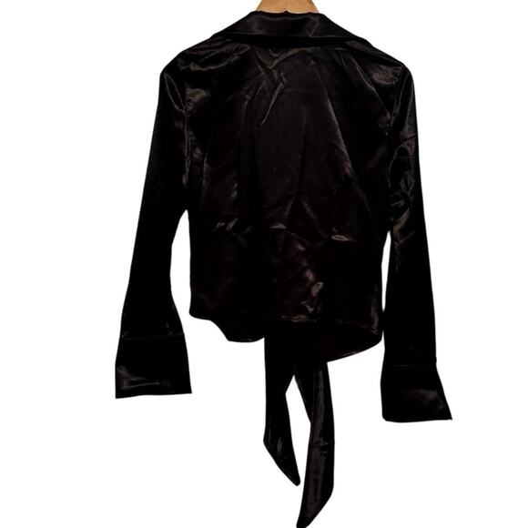 Pamela Dennis Private Client Group Women Brown Tie Front Long Sleeve Jacket Sz 4 - Picture 5 of 5